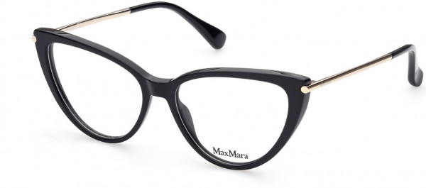 Max Mara MM5006 Eyeglasses, 001 - Shiny Black, Shiny Pale Gold