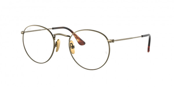 Ray-Ban Optical RX8247V ROUND Eyeglasses, 1222 ROUND DEMIGLOSS ANTIQUE GOLD (GOLD)