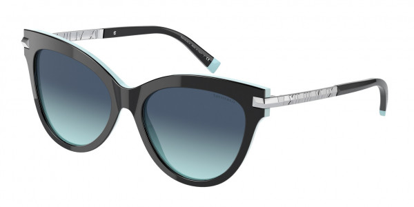 Tiffany & Co. TF4182F Sunglasses, 80559S BLACK ON TIFFANY BLUE AZURE GR (BLACK)