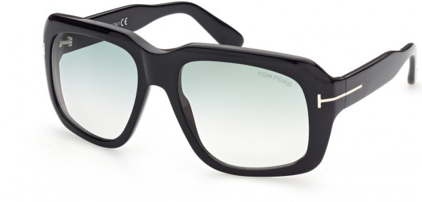 Tom Ford FT0885 Bailey-02 Sunglasses, 01P - Shiny Black / Gradient Green Lenses