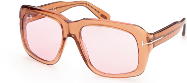 Tom Ford FT0885 Bailey-02 Sunglasses, 45Y - Shiny Transparent Peach / Pink Lenses - Ss21 Adv Style
