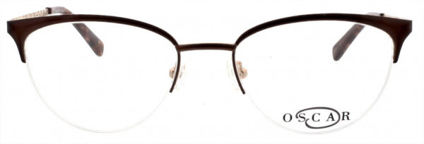 O by Oscar de la Renta OSL475 Eyeglasses, 210 Semi Matte Brown Bridge and Front / Shiny Gold Back of Frame