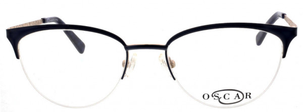 O by Oscar de la Renta OSL475 Eyeglasses, 414 Semi Matte Navy Bridge and Front / Shiny Gold Back of Frame