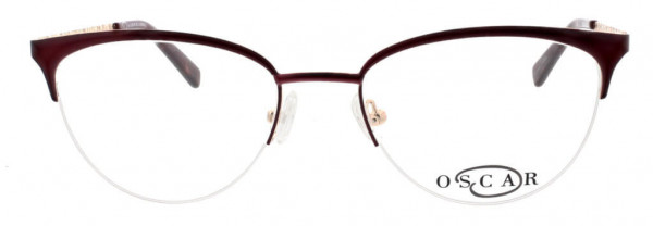 O by Oscar de la Renta OSL475 Eyeglasses, 611 Semi Matte Red Bridge and Front / Shiny Gold Back of Frame