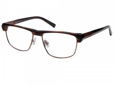 Amadeus A980 Eyeglasses, Amber w/Matte Brown Eye Wire