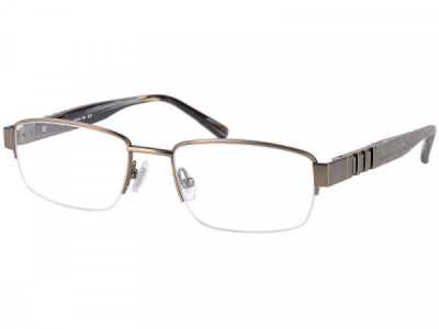 Amadeus A966 Eyeglasses, Brushed Gold With Brown Wood Grain Temple