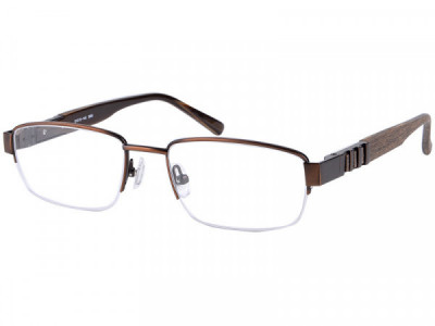 Amadeus A966 Eyeglasses, Brushed Brown With Dark Brown Wood Grain Temple