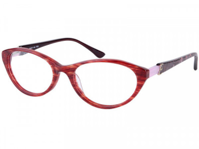 Amadeus A963 Eyeglasses, Red Medley With Burgundy Marble Temple