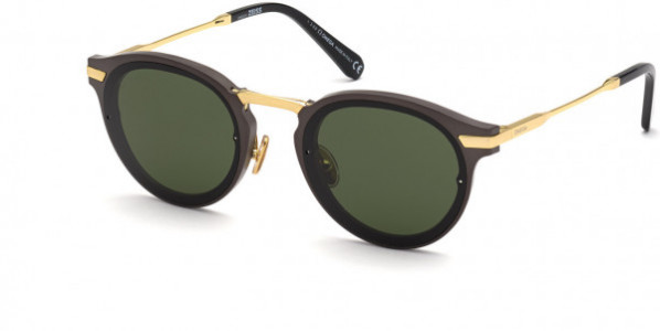 Omega OM0029 Sunglasses, 08N - Shiny Gunmetal & Shiny Deep Gold, Shiny Black / Green
