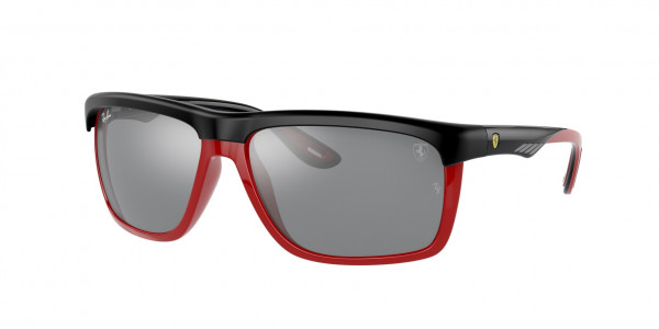 Ray-Ban RB4363M Sunglasses, F6026G MATTE BLACK ON RED GREY MIRROR (BLACK)