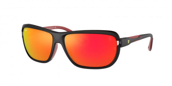 Ray-Ban RB4365M Sunglasses, F6026Q MATTE BLACK BROWN MIRROR ORANG (BLACK)