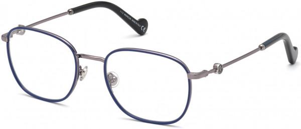 Moncler ML5108 Eyeglasses, 008 - Shiny Gunmetal W. Shiny Navy Rims