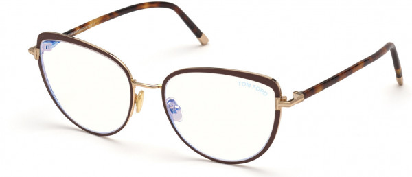 Tom Ford FT5741-B Eyeglasses, 048 - Brown Enamel, Rose Gold, Blonde Havana, 