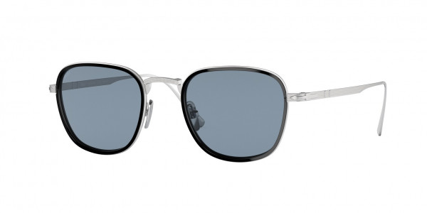 Persol PO5007ST Sunglasses, 800656 SILVER/BLACK LIGHT BLUE (SILVER)