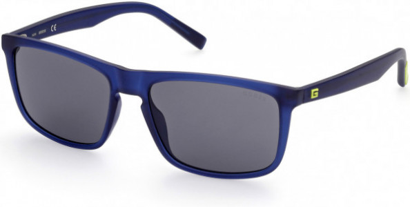 Guess GU00025 Sunglasses, 91A - Matte Blue / Smoke