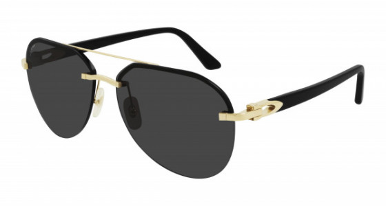 Cartier CT0275S Sunglasses, 001 - GOLD with BLACK temples and GREY lenses