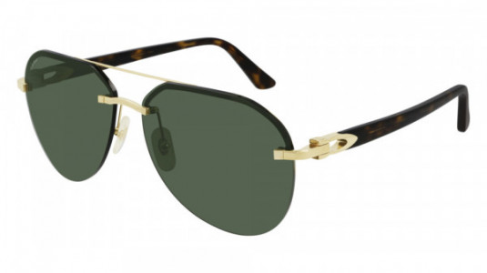 Cartier CT0275S Sunglasses, 002 - GOLD with HAVANA temples and GREEN lenses