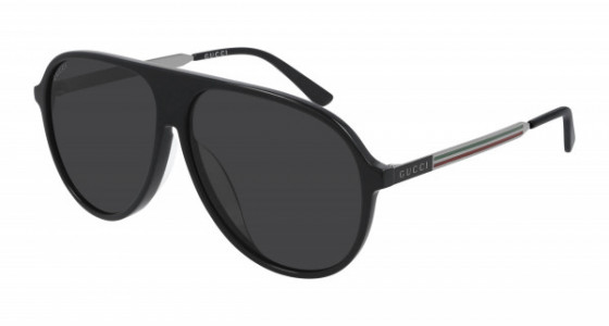 Gucci GG0829SA Sunglasses, 001 - BLACK with GUNMETAL temples and GREY lenses