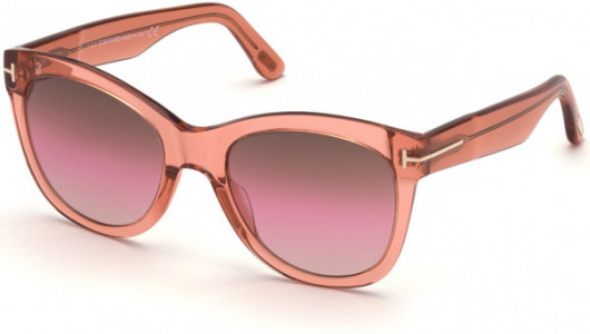 Tom Ford FT0870-F Wallace Sunglasses, 74F - Shiny Transparent Coral / Gradient Brown, Pink, & Sand Lenses