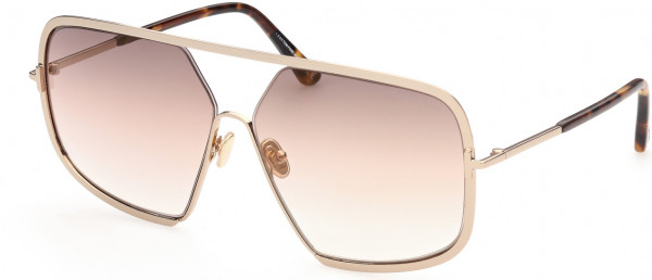 Tom Ford FT0867 Warren-02 Sunglasses, 28G - Shiny Rose Gold / Brown Mirrored Lenses