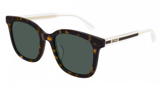 Gucci GG0562SK Sunglasses, 002 - HAVANA with CRYSTAL temples and GREEN lenses