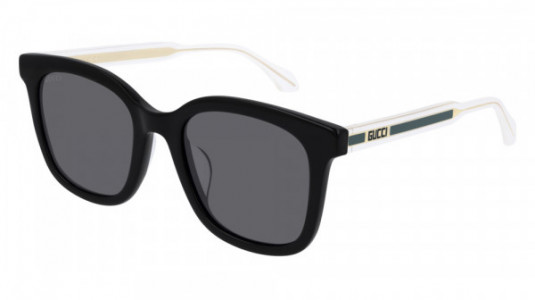 Gucci GG0562SK Sunglasses, 003 - BLACK with CRYSTAL temples and GREY lenses