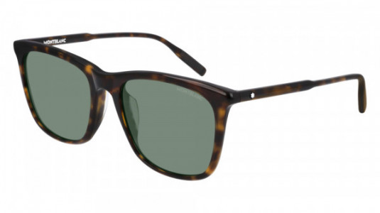 Montblanc MB0080SK Sunglasses, 002 - HAVANA with GREEN lenses