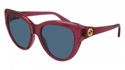Gucci GG0877S Sunglasses, 004 - RED with BLUE lenses