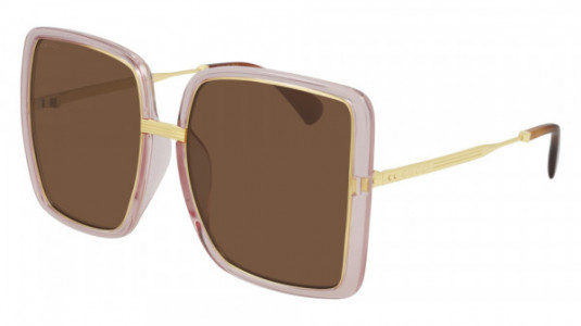 Gucci GG0903SA Sunglasses, 002 - PINK with GOLD temples and BROWN lenses