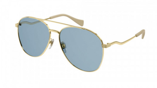 Gucci GG0969S Sunglasses, 003 - GOLD with BLUE lenses