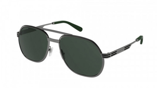 Gucci GG0981S Sunglasses, 002 - RUTHENIUM with GREEN lenses
