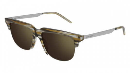 Saint Laurent SL 420 Sunglasses, 004 - HAVANA with SILVER temples and BRONZE lenses