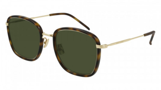 Saint Laurent SL 440/F Sunglasses, 003 - HAVANA with GOLD temples and GREEN lenses