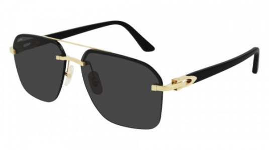 Cartier CT0276SA Sunglasses, 001 - GOLD with BLACK temples and GREY lenses