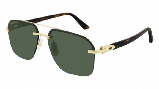 Cartier CT0276SA Sunglasses, 002 - GOLD with HAVANA temples and GREEN lenses