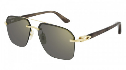 Cartier CT0276SA Sunglasses, 003 - GOLD with HAVANA temples and GREY lenses