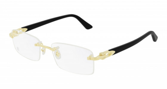 Cartier CT0287O Eyeglasses, 001 - GOLD with BLACK temples and TRANSPARENT lenses