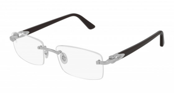 Cartier CT0287O Eyeglasses, 003 - SILVER with BURGUNDY temples and TRANSPARENT lenses