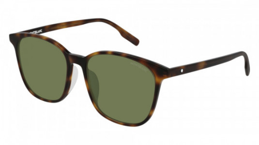 Montblanc MB0151SA Sunglasses, 003 - HAVANA with GREEN lenses