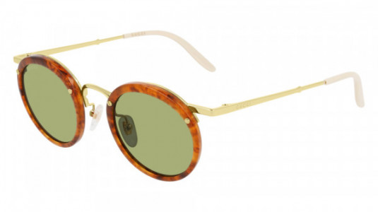 Gucci GG0674S Sunglasses, 003 - HAVANA with GOLD temples and GREEN lenses