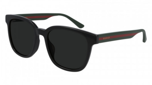 Gucci GG0848SK Sunglasses, 001 - BLACK with GREEN temples and GREY lenses