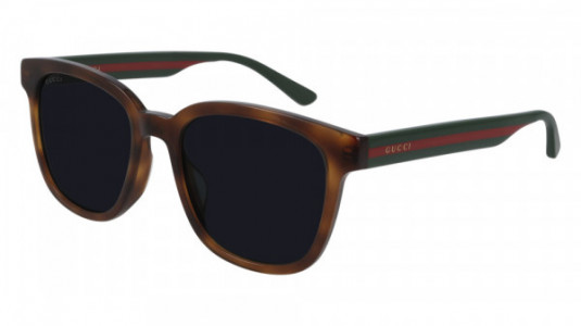 Gucci GG0848SK Sunglasses, 004 - HAVANA with GREEN temples and GREY lenses