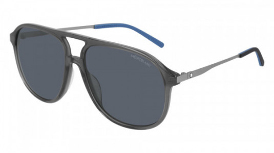 Montblanc MB0118S Sunglasses, 003 - GREY with RUTHENIUM temples and GREY lenses