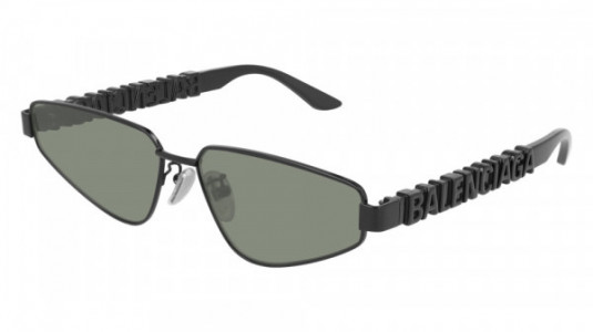 Balenciaga BB0107S Sunglasses, 001 - BLACK with GREEN lenses