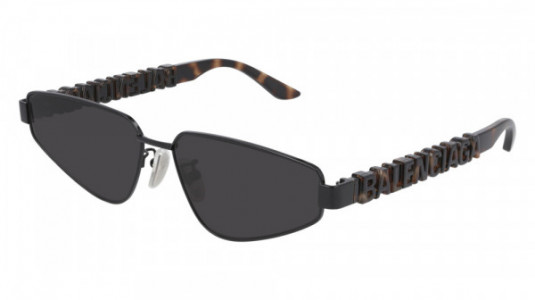 Balenciaga BB0107S Sunglasses, 002 - BLACK with HAVANA temples and GREY lenses