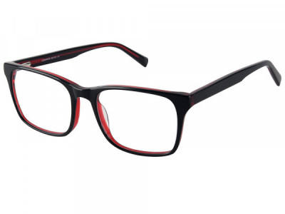 Baron BZ150 Eyeglasses, Black Over Red