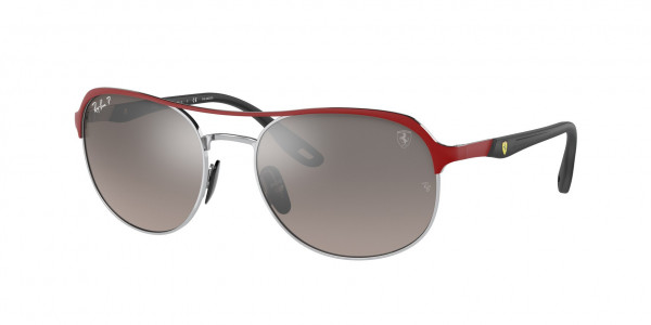 Ray-Ban RB3685M Sunglasses, F0455J RED ON SILVER POLAR GREY MIR G (RED)