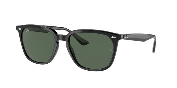 Ray-Ban RB4362F Sunglasses, 901/71 BLACK DARK GREEN (BLACK)
