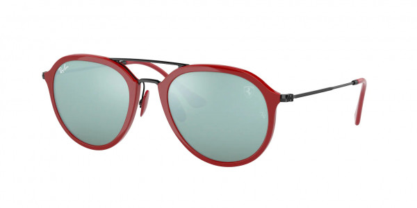 Ray-Ban RB4369M Sunglasses, F62330 RED LIGHT GREEN MIRROR SILVER (RED)
