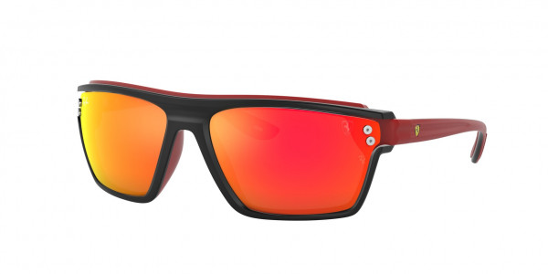 Ray-Ban RB4370M Sunglasses, F6026Q MATTE BLACK ON RUBBER RED BROW (BLACK)